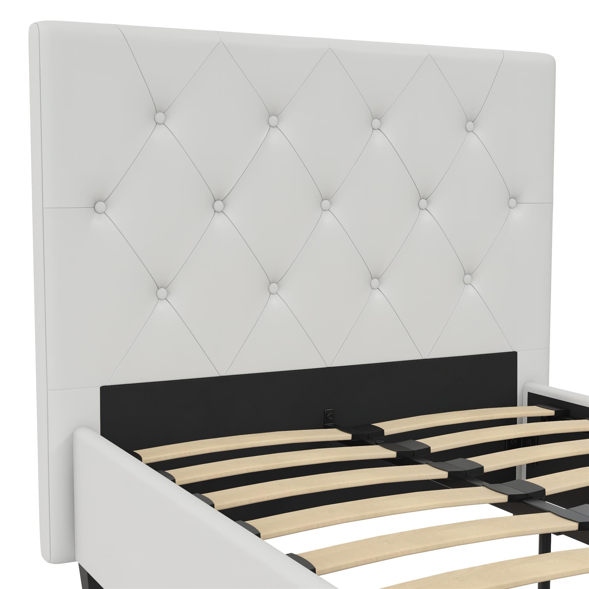DHP Dakota Upholstered Bed Frame - White Faux leather - Twin