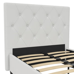DHP Dakota Upholstered Bed Frame - White Faux leather - Twin