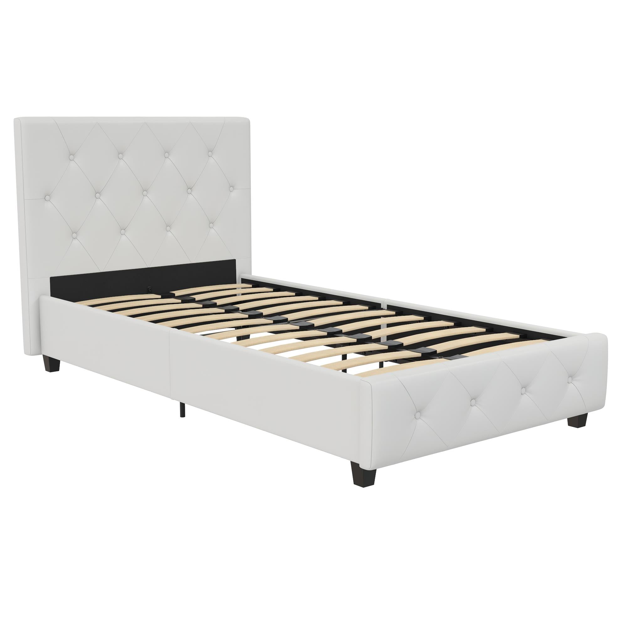 DHP Dakota Upholstered Bed Frame - White Faux leather - Twin