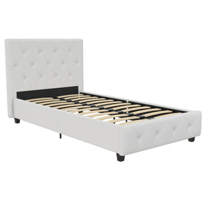 DHP Dakota Upholstered Bed Frame - White Faux leather - Twin