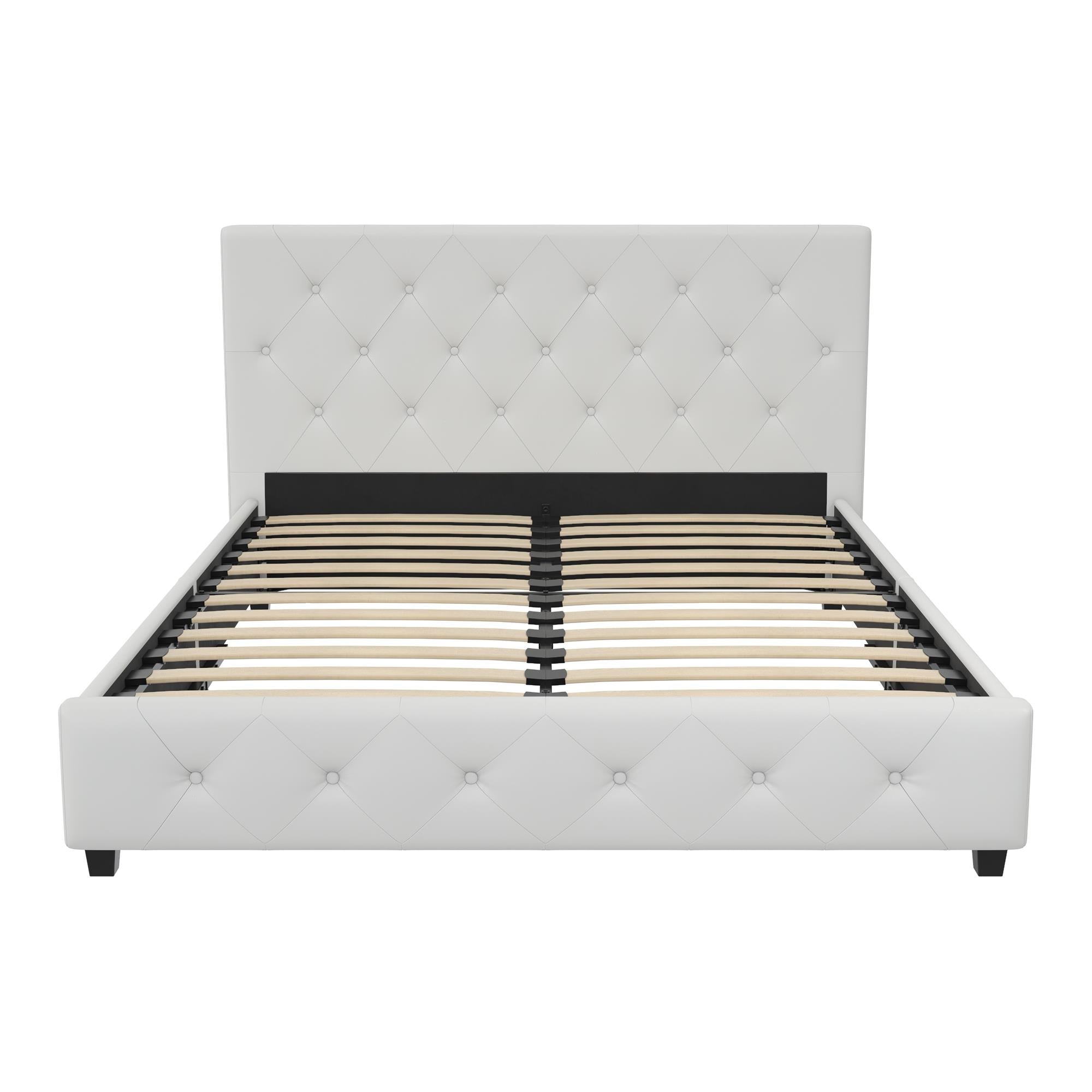 DHP Dakota Upholstered Bed Frame - White Faux leather - Full
