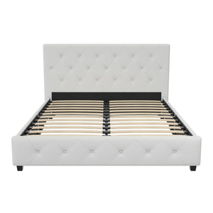 DHP Dakota Upholstered Bed Frame - White Faux leather - Full