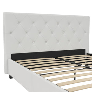DHP Dakota Upholstered Bed Frame - White Faux leather - Full