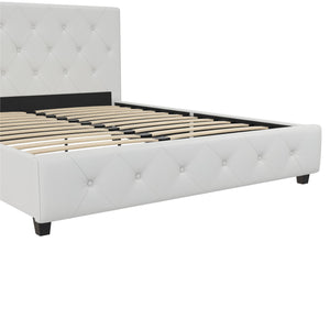 DHP Dakota Upholstered Bed Frame - White Faux leather - Queen