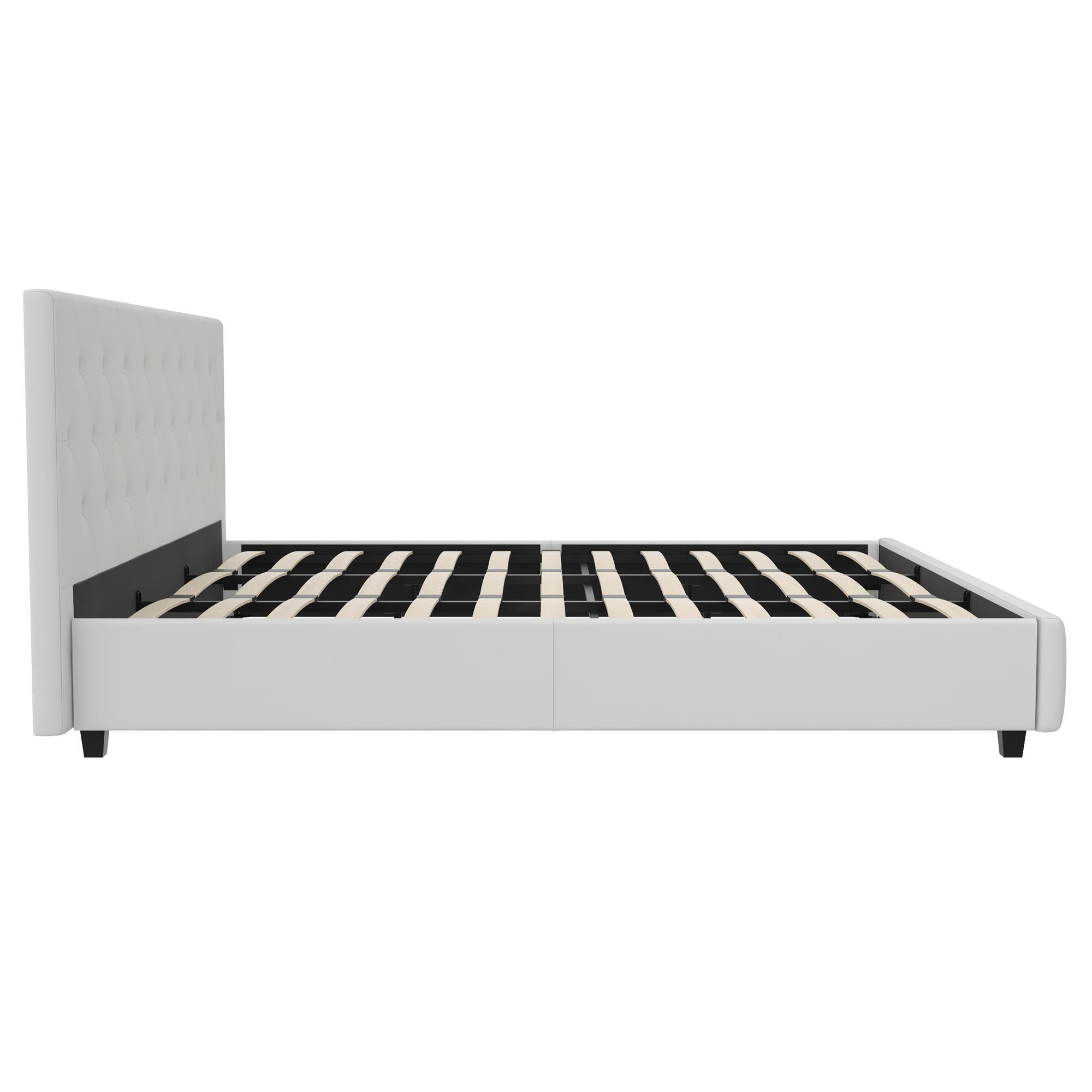 DHP Dakota Upholstered Bed Frame - White Faux leather - King