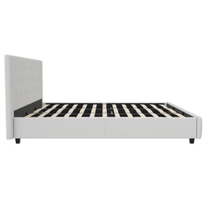 DHP Dakota Upholstered Bed Frame - White Faux leather - King