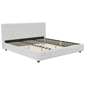 DHP Dakota Upholstered Bed Frame - White Faux leather - King