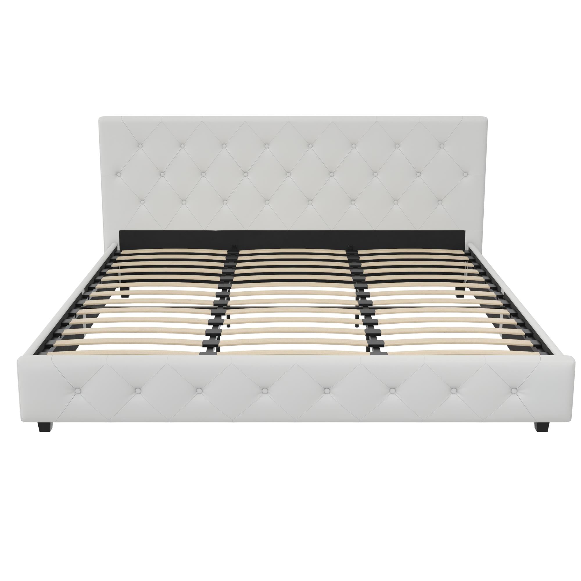 DHP Dakota Upholstered Bed Frame - White Faux leather - King