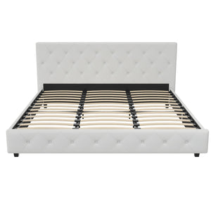 DHP Dakota Upholstered Bed Frame - White Faux leather - King