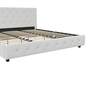 DHP Dakota Upholstered Bed Frame - White Faux leather - King