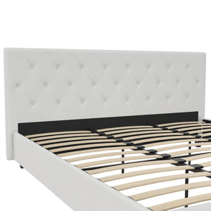 DHP Dakota Upholstered Bed Frame - White Faux leather - King