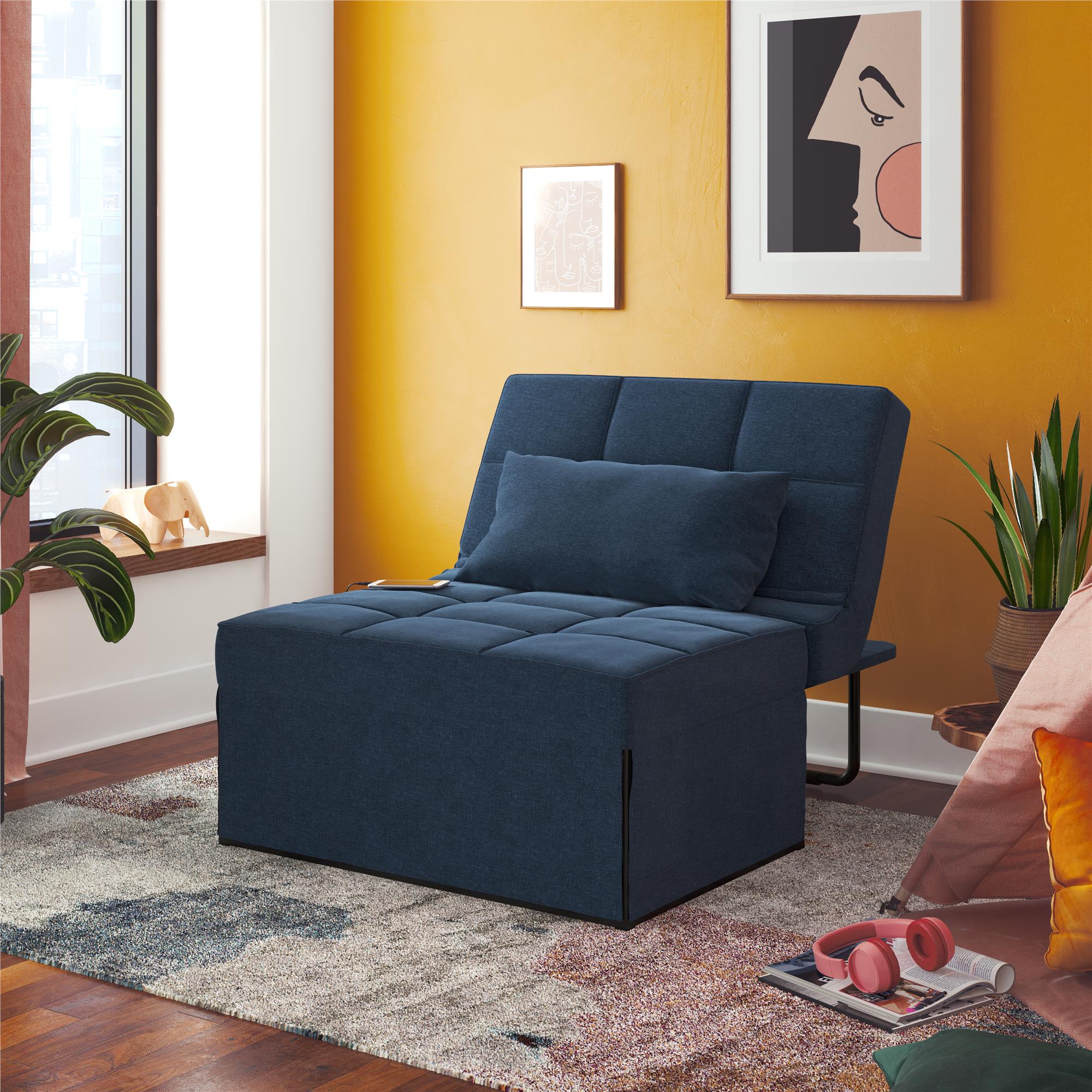 RealRooms 4-in-1 Sofa, Blue Linen - Blue