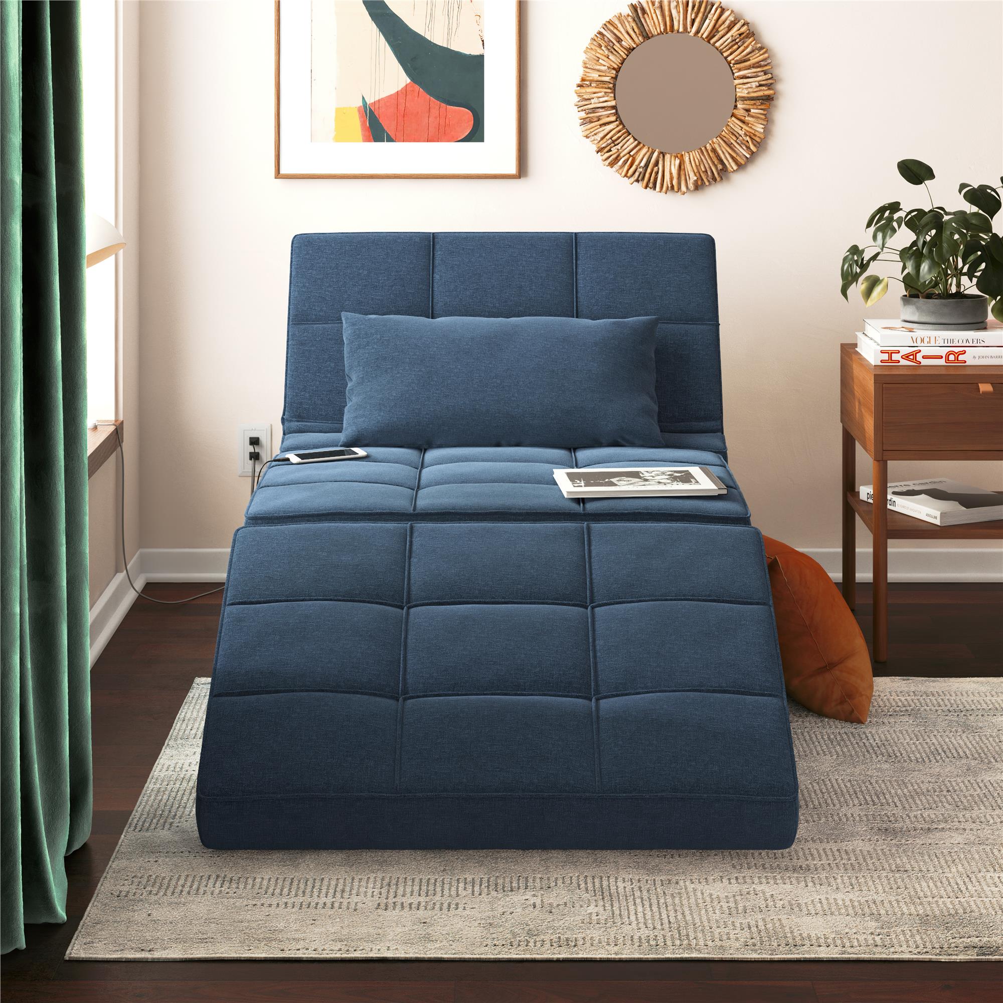 RealRooms 4-in-1 Sofa, Blue Linen - Blue
