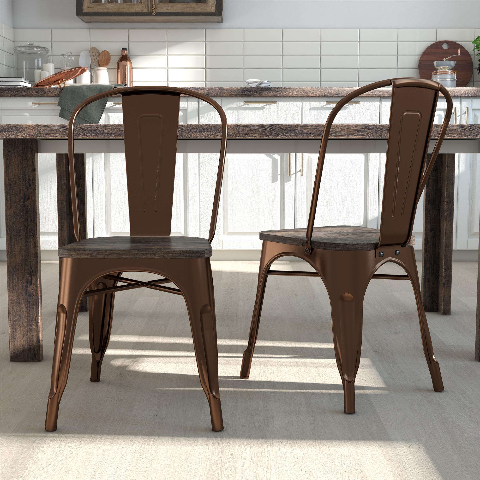 DHP Fusion Stackable Dining Chairs, Set of 2 - Bronze
