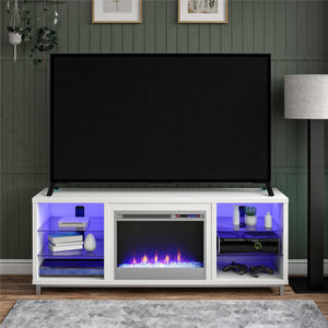 Ameriwood Home Lumina Fireplace TV Stand for TVs up to 70" - White - 66”-70”
