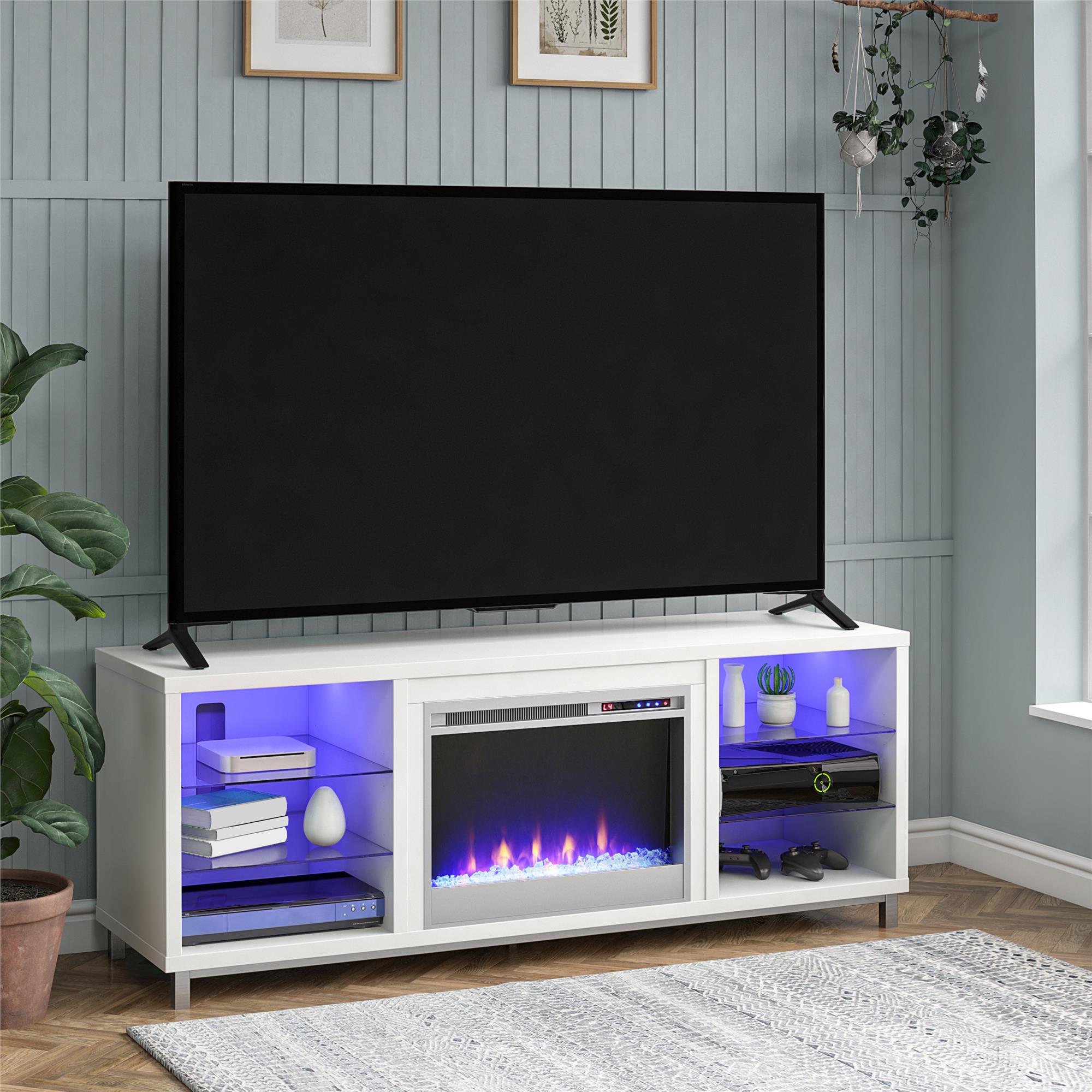 Ameriwood Home Lumina Fireplace TV Stand for TVs up to 70" - White - 66”-70”