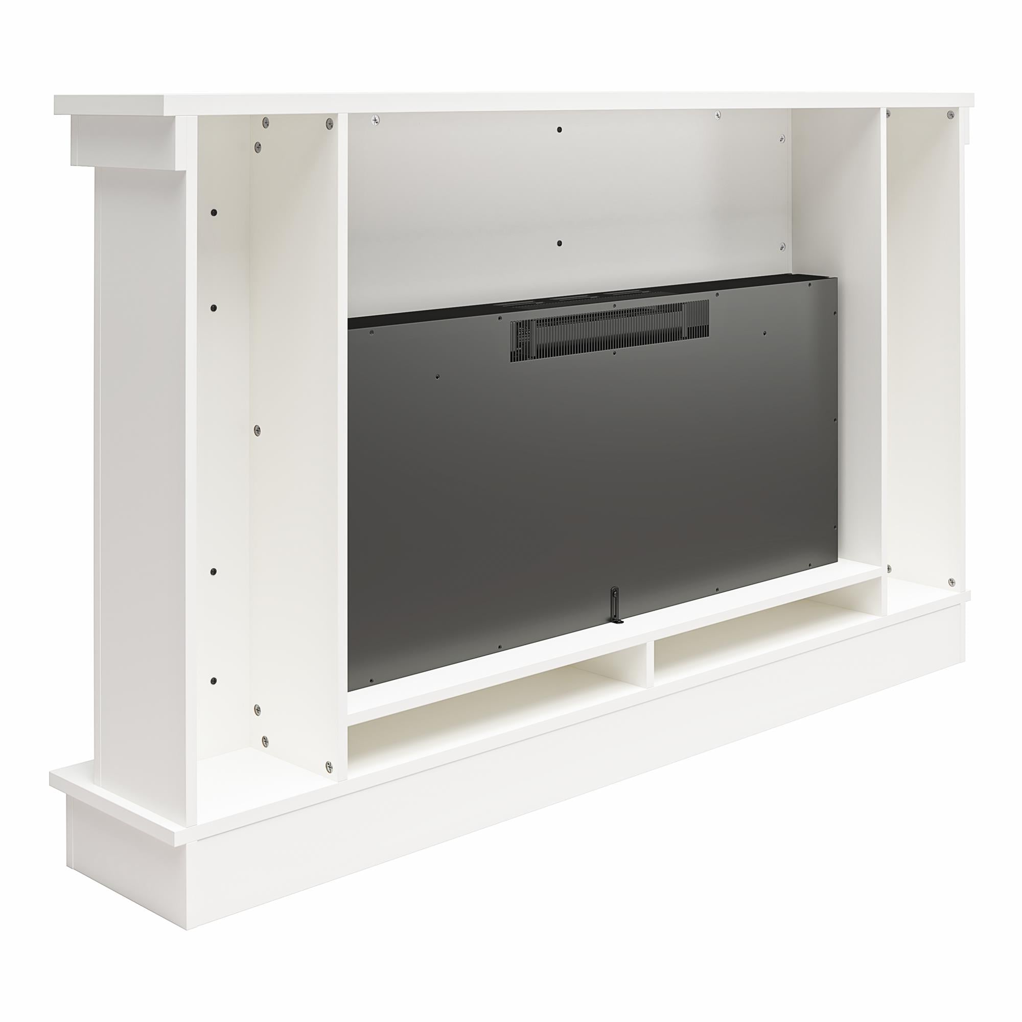 Ameriwood Home Elmcroft Wide Painted Mantel with Linear Electric Fireplace - White
