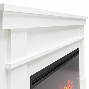 Ameriwood Home Elmcroft Wide Painted Mantel with Linear Electric Fireplace - White