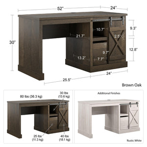 Ameriwood Home Knox County Single Pedestal Computer Desk - Rustic White