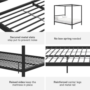 DHP Modern Metal Canopy Bed - Black - Queen