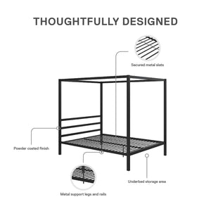 DHP Modern Metal Canopy Bed - Black - Queen
