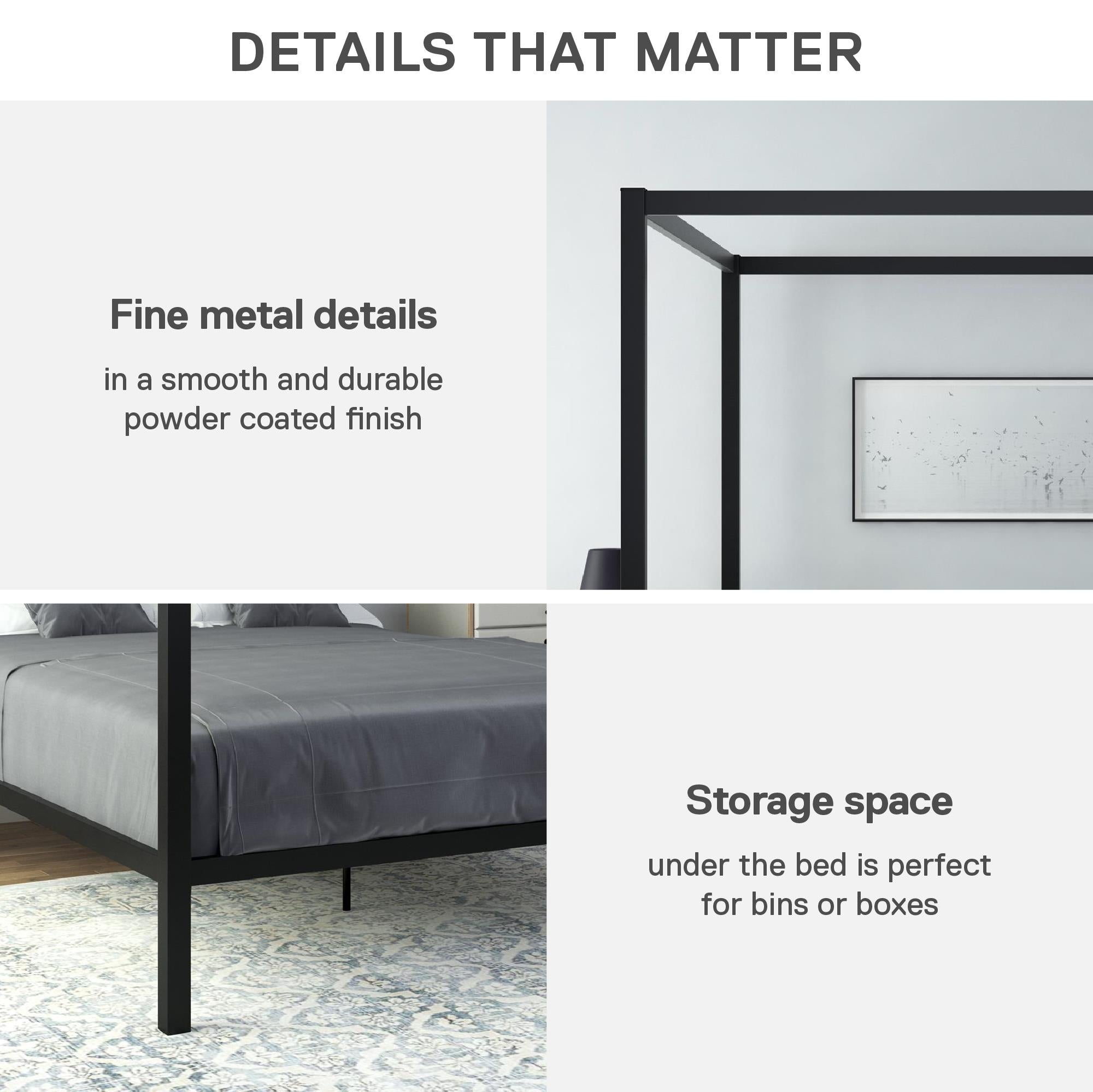 DHP Modern Metal Canopy Bed - Black - Queen