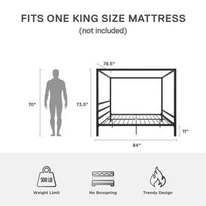 DHP Modern Metal Canopy Bed - Black - King