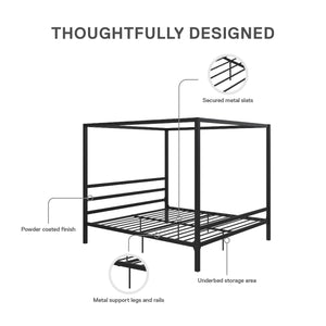 DHP Modern Metal Canopy Bed - Black - King