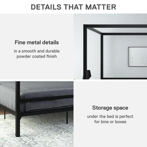 DHP Modern Metal Canopy Bed - Black - King