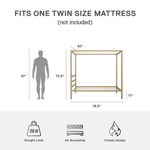 DHP Modern Metal Canopy Bed - Gold - Twin