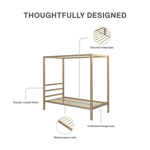 DHP Modern Metal Canopy Bed - Gold - Twin