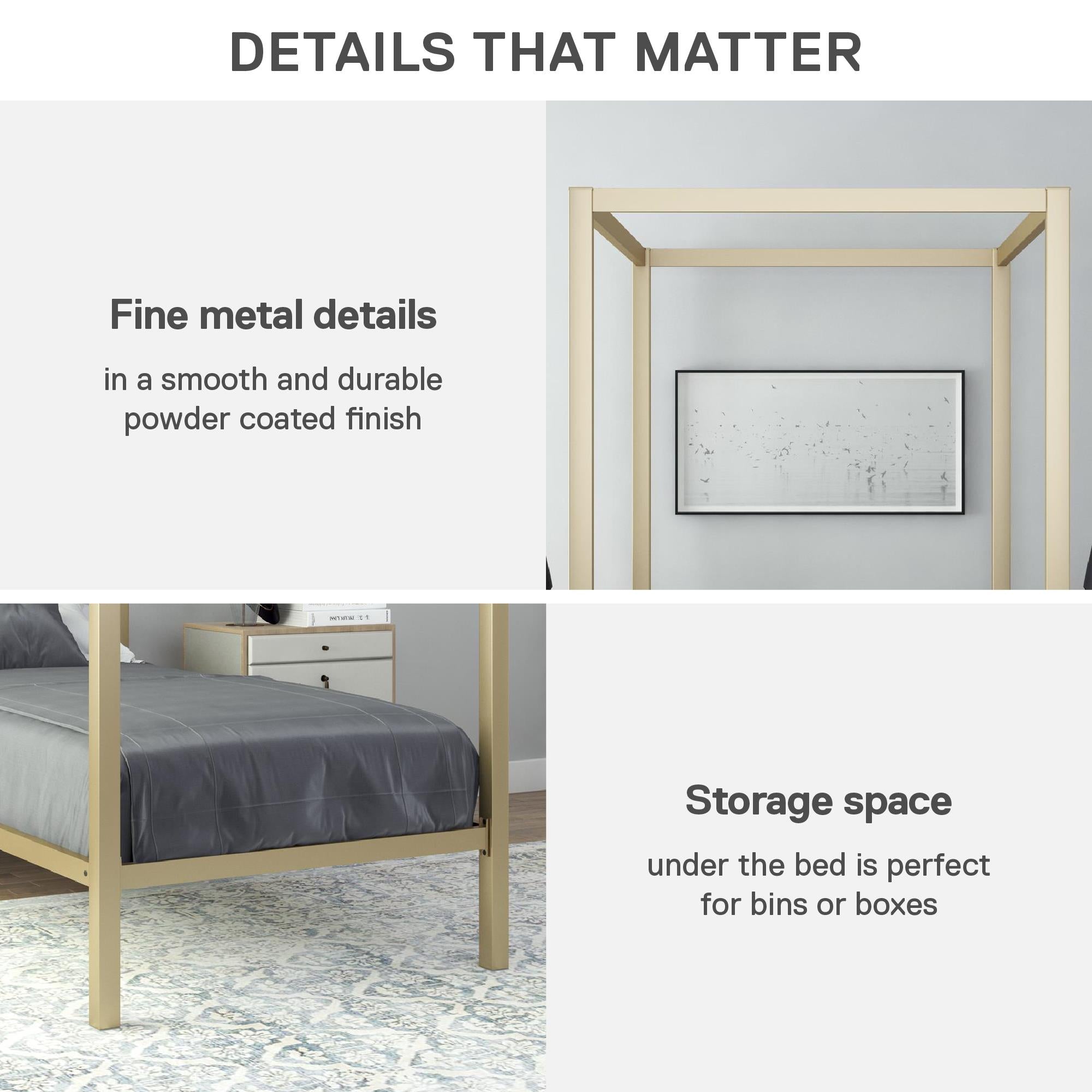 DHP Modern Metal Canopy Bed - Gold - Twin