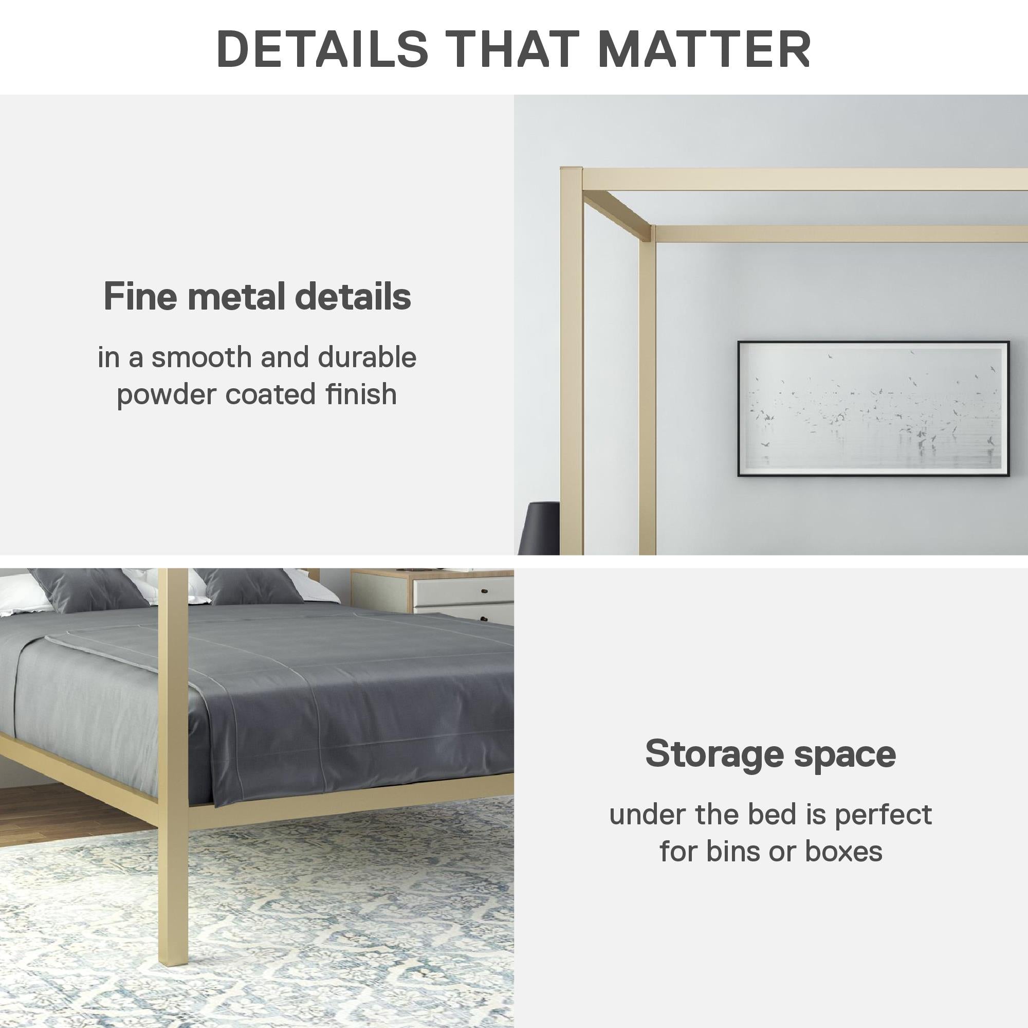DHP Modern Metal Canopy Bed - Gold - Full