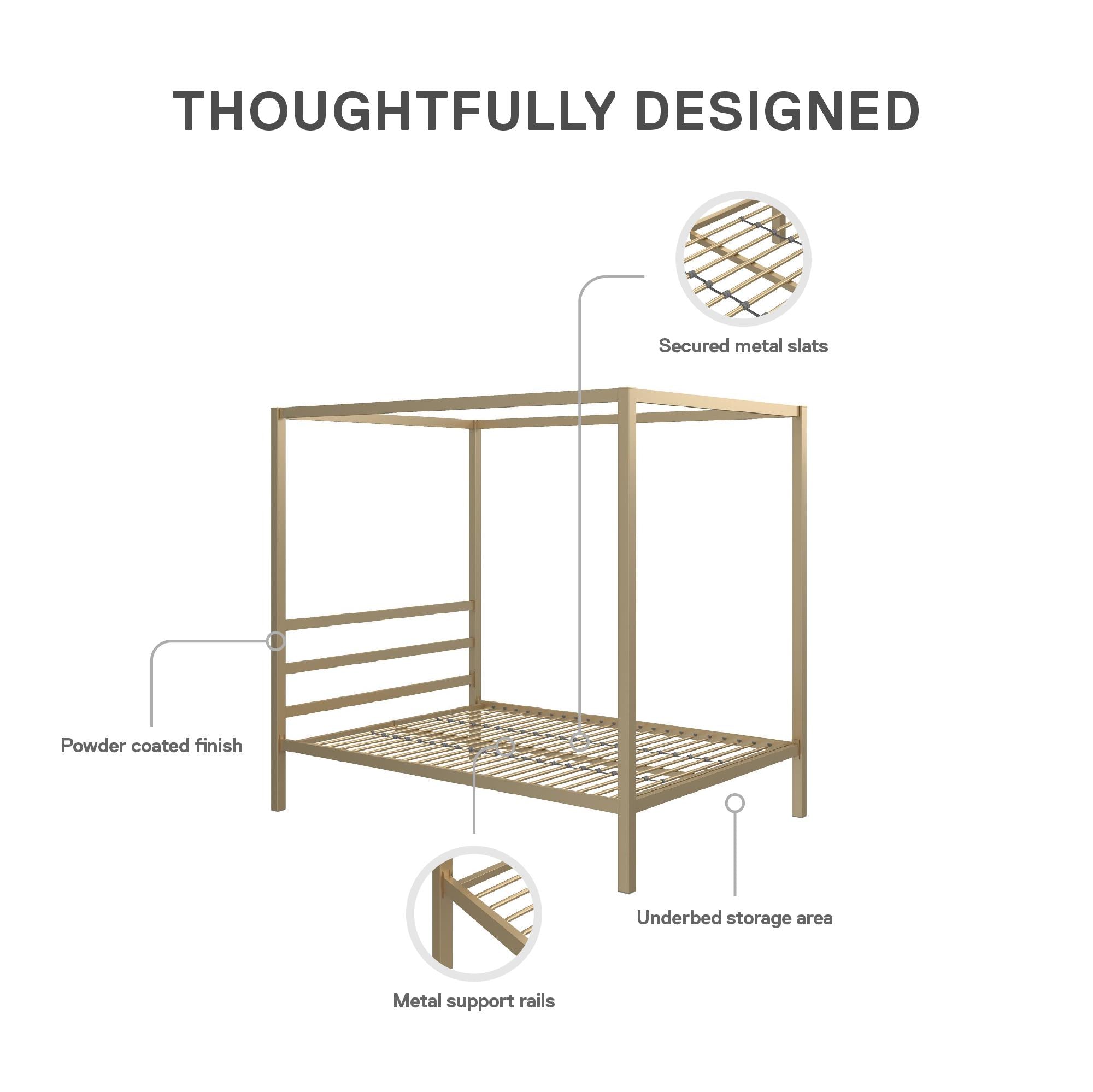 DHP Modern Metal Canopy Bed - Gold - Full