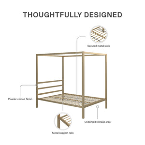 DHP Modern Metal Canopy Bed - Gold - Full