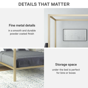 DHP Modern Metal Canopy Bed - Gold - Queen