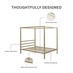 DHP Modern Metal Canopy Bed - Gold - Queen