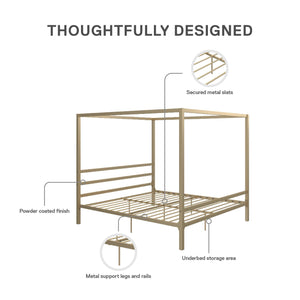 DHP Modern Metal Canopy Bed - Gold - King