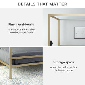 DHP Modern Metal Canopy Bed - Gold - King