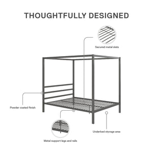 DHP Modern Metal Canopy Bed - Gray - Queen