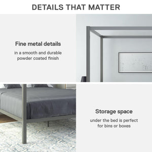 DHP Modern Metal Canopy Bed - Gray - Queen