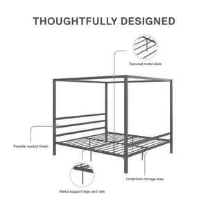 DHP Modern Metal Canopy Bed - Gray - King