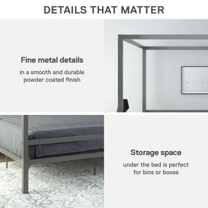 DHP Modern Metal Canopy Bed - Gray - King