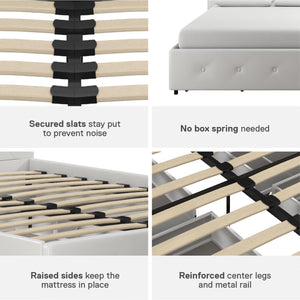 DHP Dakota Upholstered Bed Frame with Drawers - White Faux leather - Full