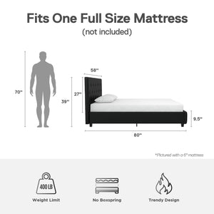 DHP Dakota Upholstered Bed Frame - Black Faux Leather - Full