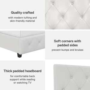 DHP Dakota Upholstered Bed Frame - White Faux leather - Twin