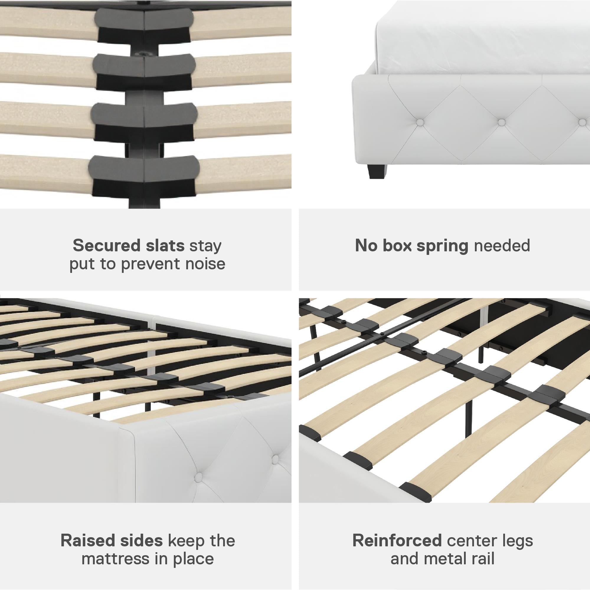 DHP Dakota Upholstered Bed Frame - White Faux leather - Twin