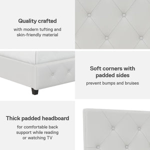 DHP Dakota Upholstered Bed Frame - White Faux leather - Full