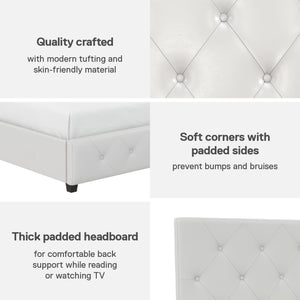 DHP Dakota Upholstered Bed Frame - White Faux leather - King