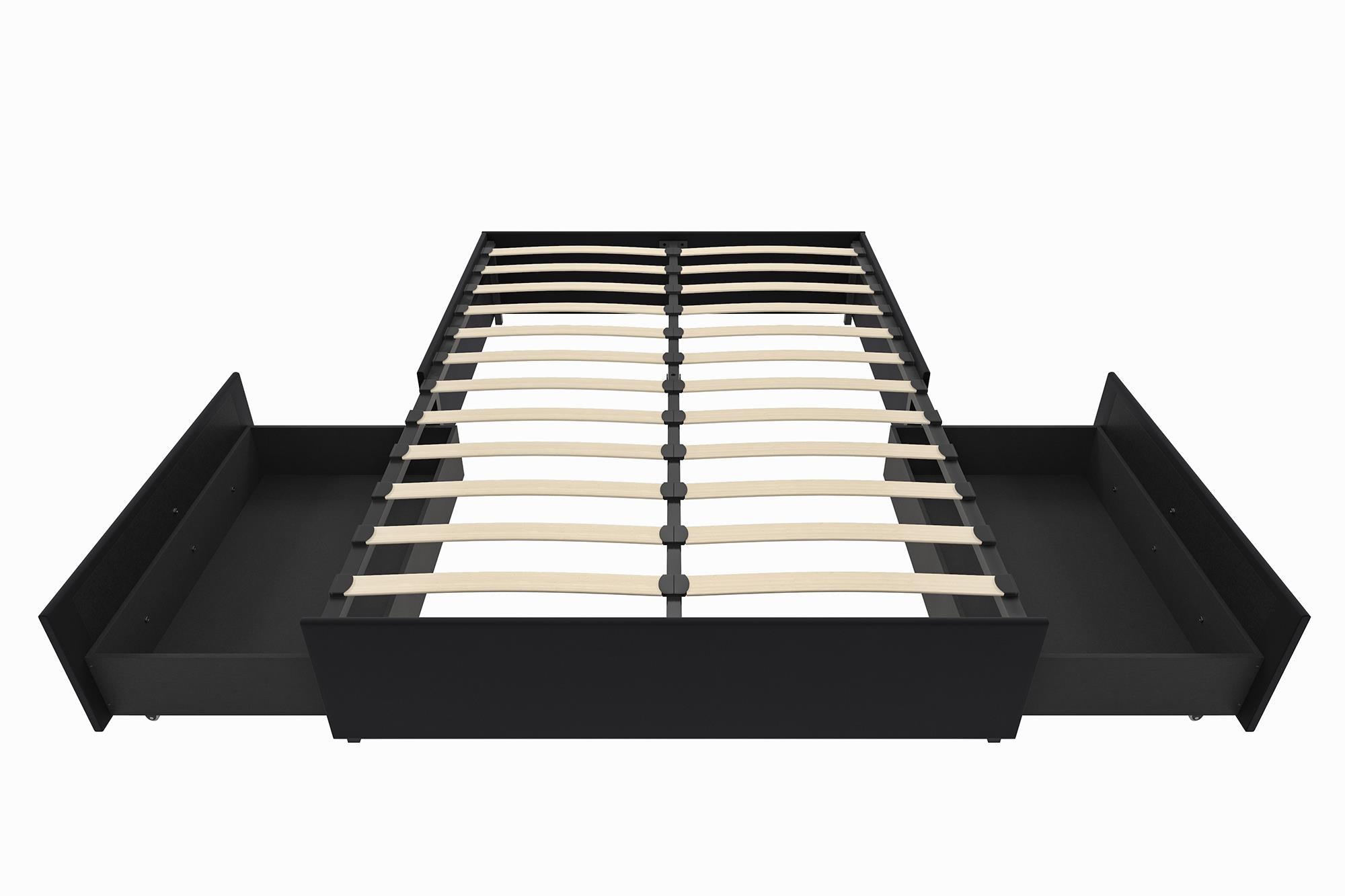DHP Maven Bed Frame with Storage - Black Faux Leather - Queen